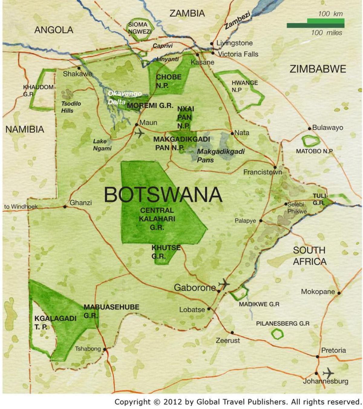 kartta Botswana peli varaa