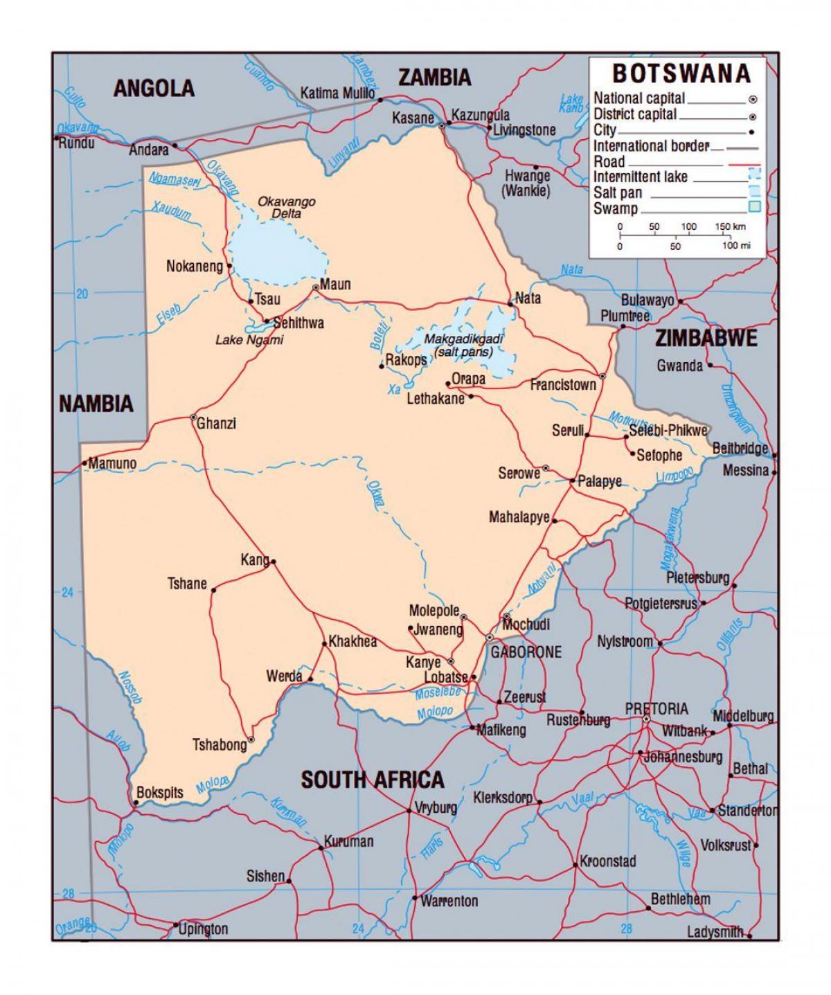 kartta Botswana poliittinen