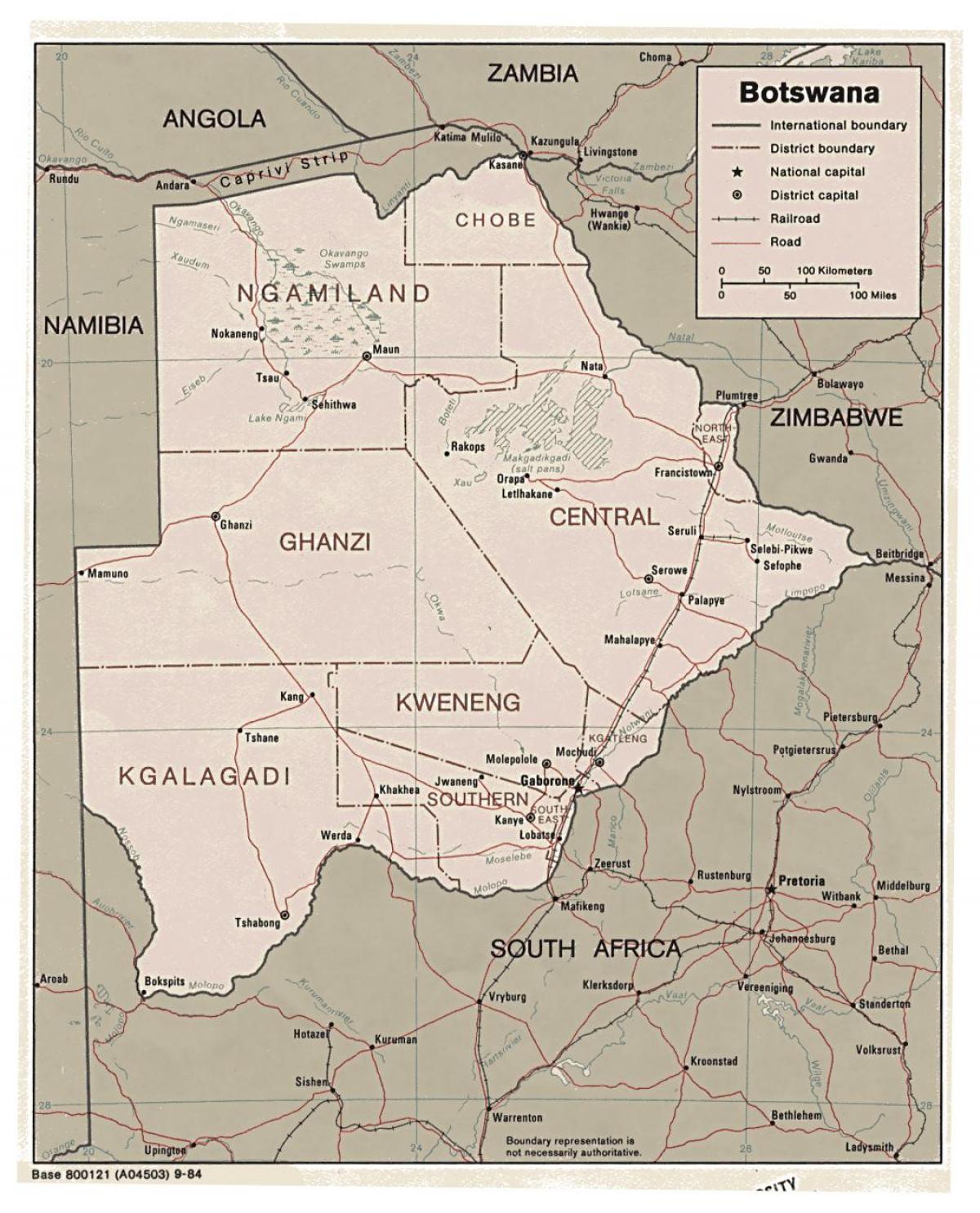 yksityiskohtainen kartta Botswana
