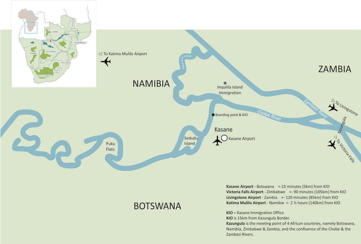 kartta kasane Botswana