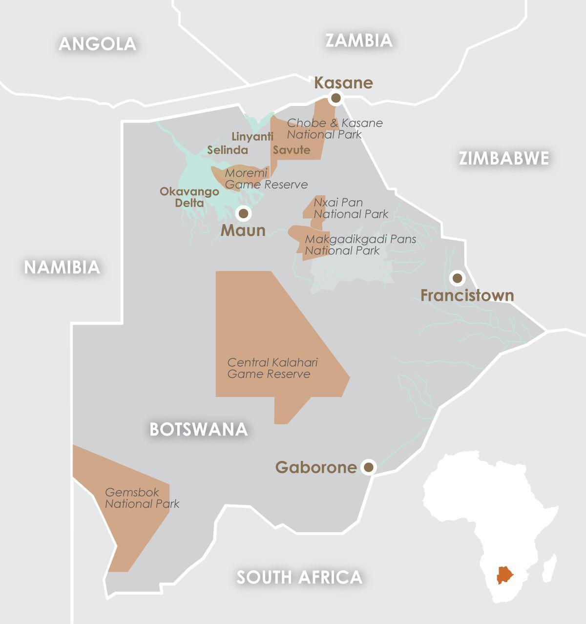 kartta maun Botswana