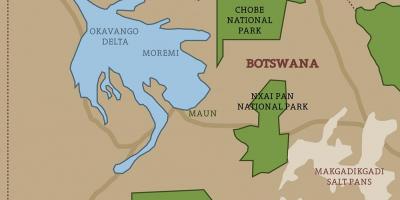 Kartta Botswanan kansallispuistot kartta