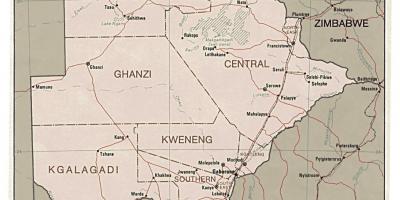 Yksityiskohtainen kartta Botswana